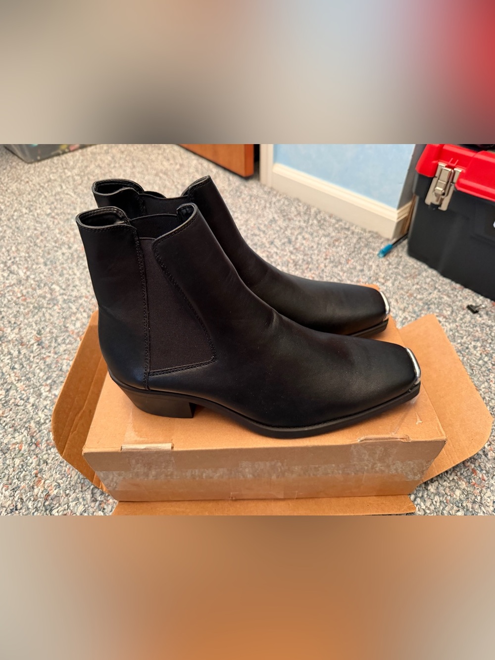 Men’s black asos boots Chelsea Cuban heel metal tip 12UK 13USA wide 2” heel new